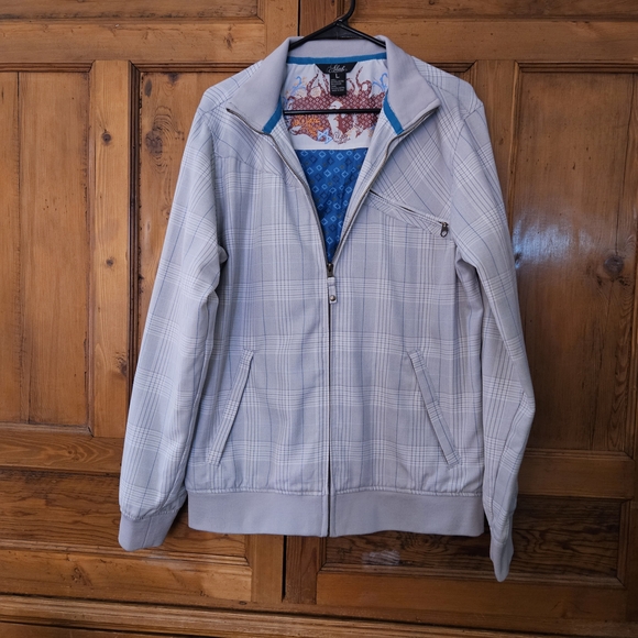 Ukn SLAB Other - Men's Stylish Gray Plaid Jacket With Detailed Lining